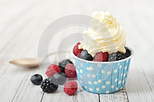 Fresh berries with whipped cream