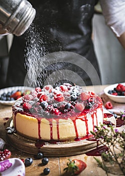 Fresh berry cheesecake food photography recipe idea