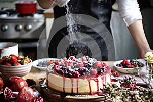 Fresh berry cheesecake food photography recipe idea