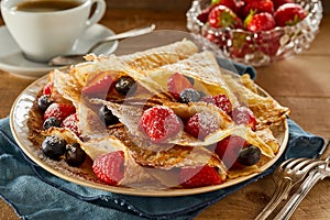 Fresh berry Crepe for a healthy breakfast