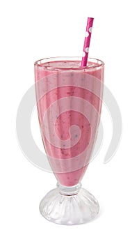 Fresh berry mix smoothie in a glass on a white background isolated