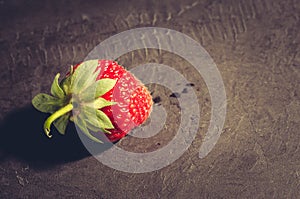 Fresh berry of strawberry on black table/ Strawberry. Fresh berry of strawberry on black table. Copy space