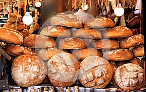 Fresh big bread with crunchy crust