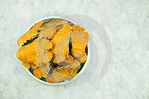 Fresh big Flatheaded lobster in dish photo