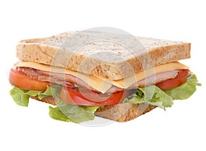 Fresh big ham cheese sandwich isolated
