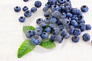 Fresh bilberries with mint leaf