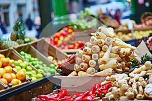 Fresh bio parsnip on London farmer market