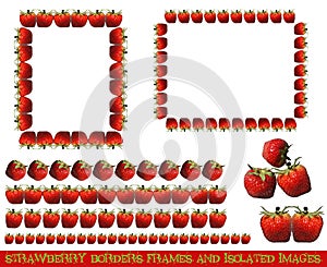 Fresh Biological Strawberry Borders, Frames and Isolated images photo