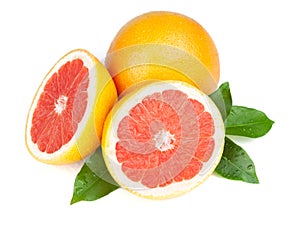 Fresh bitter juicy grapefruit halves