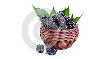 Fresh blackberries in a small basket