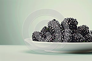 Fresh Blackberries in a White Bowl
