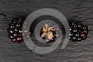 Fresh blackberry on grey stone