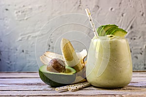 Fresh blended Banana and avocado smoothie