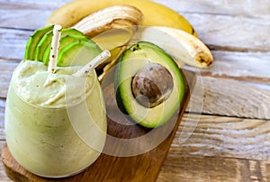 Fresh blended Banana and avocado smoothie