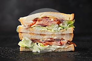 Fresh BLT Sandwich with Bacon Lettuce and Tomato