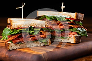 a fresh blt sandwich in half