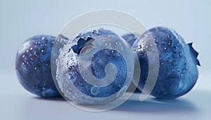 fresh blubbery with leaves on grey background