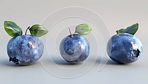 fresh blubbery with leaves on grey background