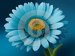 Fresh Blue Color Daisy Flower In Isolated Background. Ai Generated