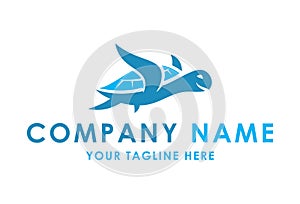 Fresh Blue Turtle Logo Design