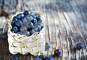 Fresh blueberries in basket.