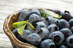 Fresh Blueberries close up in bowl