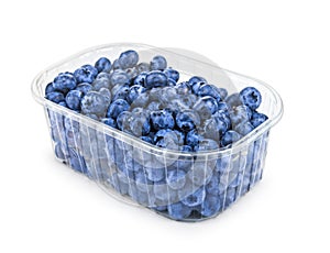 Fresh blueberries in plastic container