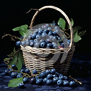 Fresh Blueberry Basket With Delicious Apple - A Mouthwatering Delight