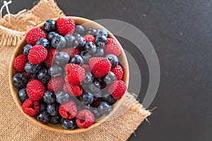 fresh blueberry and rasberry