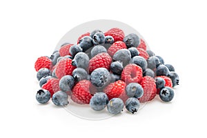 fresh blueberry and rasberry on white