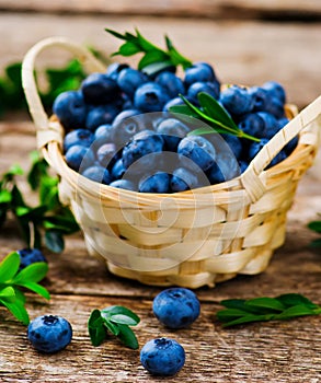 Fresh blueberry in to the basket