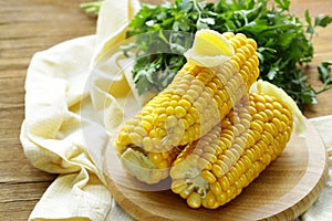 Fresh boiled cob corn