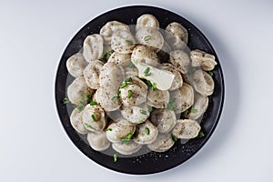 fresh boiled dumplings on a white background