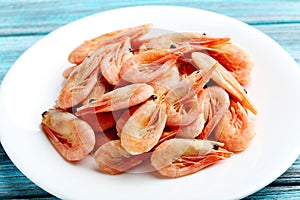 Fresh boiled shrimps