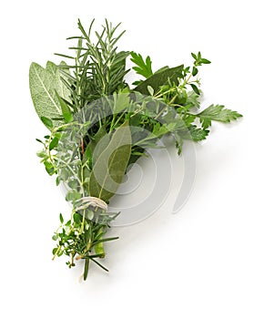 Fresh bouquet garni, bunch of herbs