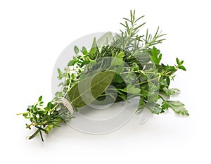 Fresh bouquet garni, bunch of herbs