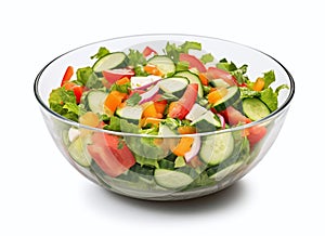 Fresh bowl of salad isolated on a white background