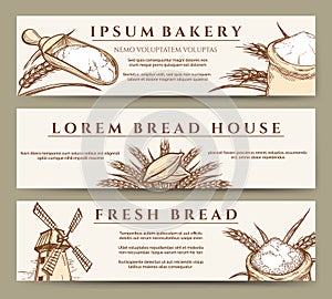 Fresh bread and bakery banners