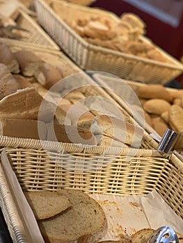 Fresh Bread in Baskets at Buffet