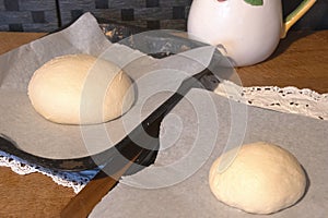 Fresh bread dough uncooked home baking