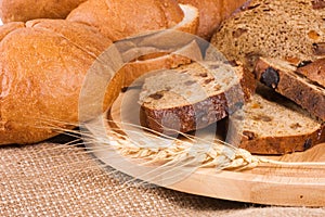Fresh bread with ear of wheat