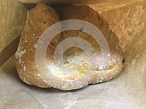 Fresh Bread, inside brown paper bag.