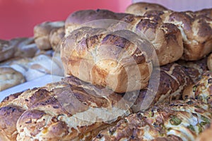 Fresh bread loaves - food market