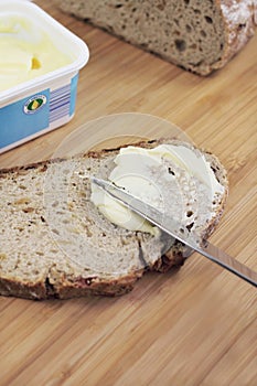 Fresh bread with margarine