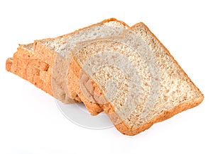 fresh bread slices isolated on white background