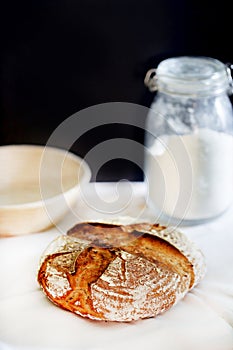 Fresh bread sourdough, handmade from whole wheat flour