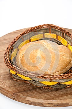 Fresh bread in a wicker basket