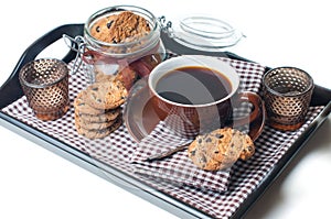 Fresh breakfast, coffee and cookies