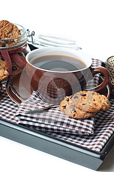 Fresh breakfast, coffee and cookies