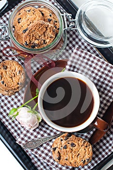 Fresh breakfast, coffee and cookies